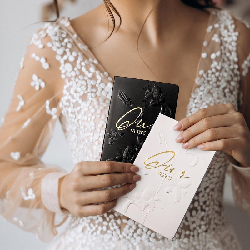 molekaus Vow Books,for Wedding Vow Books Wedding Gift for Bride and Groom Vows Book his and Hers with 28 Pages-5.5 * 3.5 in Wedding Notebook with Gilded Font Set of 2(Genderless) - Image 3